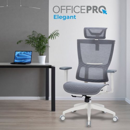 Купить Офисное кресло OfficePro Elegant OC660 (OC660-W-DG-DG) White/Dark Gray - цена в Харькове, Киеве, Днепре, Одессе
в интернет-магазине Telemart фото