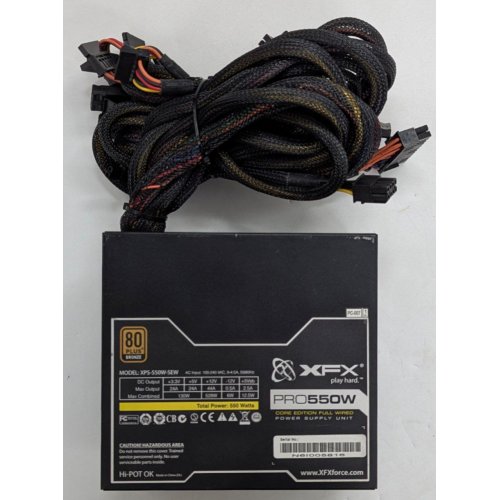 Блок живлення XFX PRO 550W (XPS-550W-SEW) (Відновлено продавцем, 787101) купити з перевіркою сумісності: огляд, характеристики, ціна у Києві, Львові, Вінниці, Хмельницькому, Івано-Франківську, Україні | інтернет-магазин TELEMART.UA фото