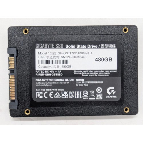Купить Ssd-диск Gigabyte 480GB 2.5" (GP-GSTFS31480GNTD) (Восстановлено продавцом, 787103) с проверкой совместимости: обзор, характеристики, цена в Киеве, Днепре, Одессе, Харькове, Украине | интернет-магазин TELEMART.UA фото