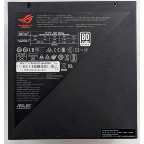 Купить Блок питания Asus ROG Thor 850W Platinum II (90YE00L2-B0NA00) (Восстановлено продавцом, 787143) с проверкой совместимости: обзор, характеристики, цена в Киеве, Днепре, Одессе, Харькове, Украине | интернет-магазин TELEMART.UA фото