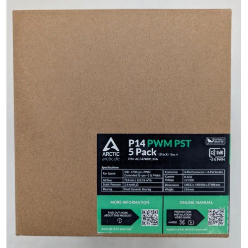 Набір кулерів для корпусу Arctic P14 PWM PST (5-Fan Pack) (ACFAN00138A) Black (Відновлено продавцем, 787205) купити з перевіркою сумісності: огляд, характеристики, ціна у Києві, Львові, Вінниці, Хмельницькому, Івано-Франківську, Україні | інтернет-магазин TELEMART.UA фото