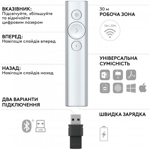 Купити Презентер Logitech Spotlight Presentation Remote (910-004861) Slate - ціна в Києві, Львові, Вінниці, Хмельницькому, Франківську, Україні | інтернет-магазин TELEMART.UA фото