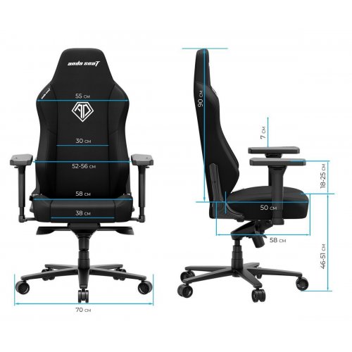Игровое кресло Anda Seat Phantom 3 XL Fabric (AD18XL-52-B-F-B01) Black купить в Украине: Киев, Днепр, Харьков, Одесса  | Низкая цена, отзывы, характеристики от TELEMART фото