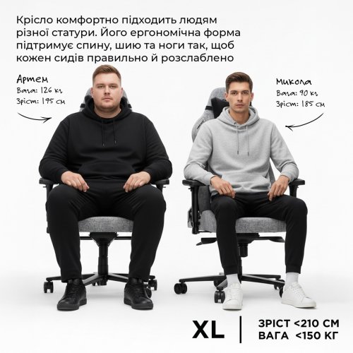 Игровое кресло Anda Seat Phantom 3 XL Fabric (AD18XL-52-B-F-B01) Black купить в Украине: Киев, Днепр, Харьков, Одесса  | Низкая цена, отзывы, характеристики от TELEMART фото