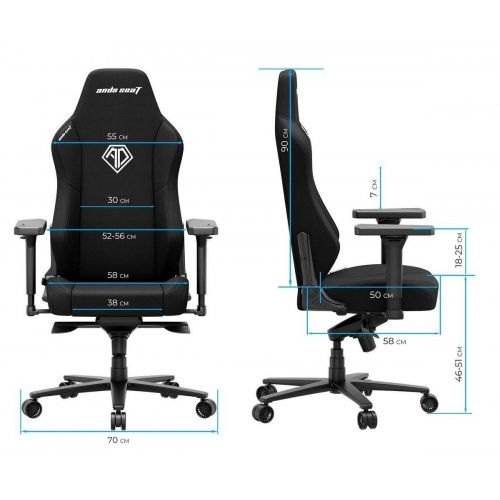 Ігрове крісло Anda Seat Phantom 3 XL Fabric (AD18XL-52-B-F-B01) Black купити в Україні: Київ, Львів, Хмельницький, Тернопіль, Івано-Франківськ | Низька ціна, відгуки, характеристики від TELEMART фото