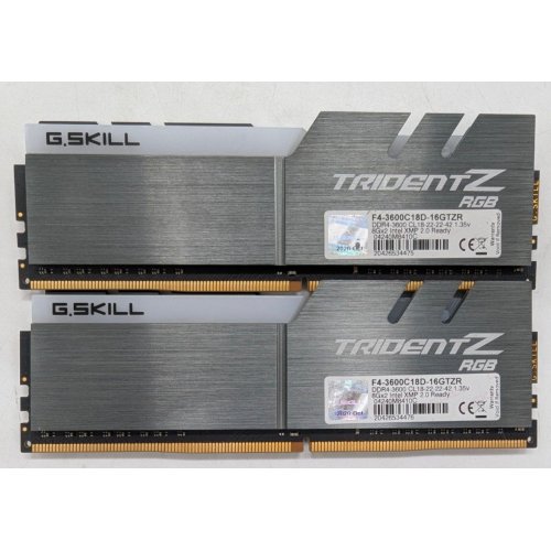 Купить Озу G.Skill DDR4 16GB (2x8GB) 3600Mhz Trident Z RGB (F4-3600C18D-16GTZR) (Восстановлено продавцом, 787827) с проверкой совместимости: обзор, характеристики, цена в Киеве, Днепре, Одессе, Харькове, Украине | интернет-магазин TELEMART.UA фото