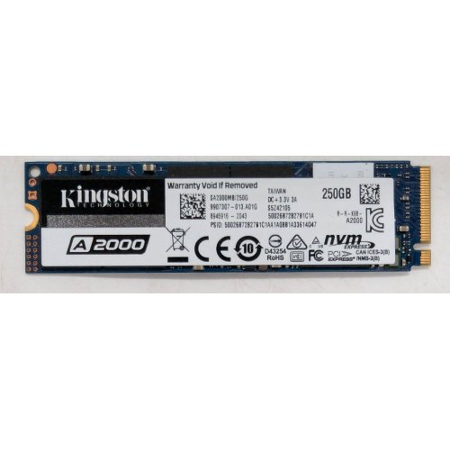 Купить Ssd-диск Kingston A2000 3D NAND 250GB M.2 (2280 PCI-E) NVMe x4 (SA2000M8/250G) (Восстановлено продавцом, 787871) с проверкой совместимости: обзор, характеристики, цена в Киеве, Днепре, Одессе, Харькове, Украине | интернет-магазин TELEMART.UA фото