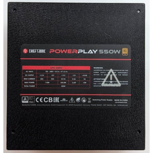 Купить Блок питания CHIEFTEC PowerPlay 550W (GPU-550FC) (Восстановлено продавцом, 788269) с проверкой совместимости: обзор, характеристики, цена в Киеве, Днепре, Одессе, Харькове, Украине | интернет-магазин TELEMART.UA фото
