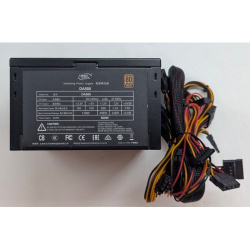 Блок живлення Deepcool DA500 500W (DP-BZ-DA500N) (Відновлено продавцем, 788350) купити з перевіркою сумісності: огляд, характеристики, ціна у Києві, Львові, Вінниці, Хмельницькому, Івано-Франківську, Україні | інтернет-магазин TELEMART.UA фото