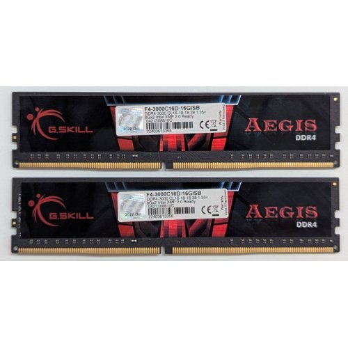 Купить Озу G.Skill DDR4 16GB (2x8GB) 3000Mhz Aegis (F4-3000C16D-16GISB) (Восстановлено продавцом, 788366) с проверкой совместимости: обзор, характеристики, цена в Киеве, Днепре, Одессе, Харькове, Украине | интернет-магазин TELEMART.UA фото