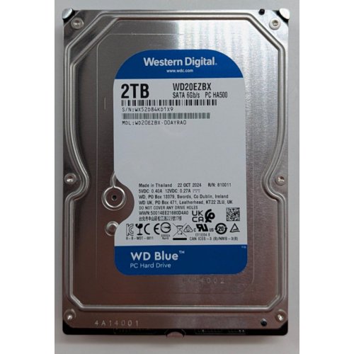 Купить Жесткий диск Western Digital Blue 2TB 256MB 7200RPM 3.5'' (WD20EZBX) (Восстановлено продавцом, 788374) с проверкой совместимости: обзор, характеристики, цена в Киеве, Днепре, Одессе, Харькове, Украине | интернет-магазин TELEMART.UA фото
