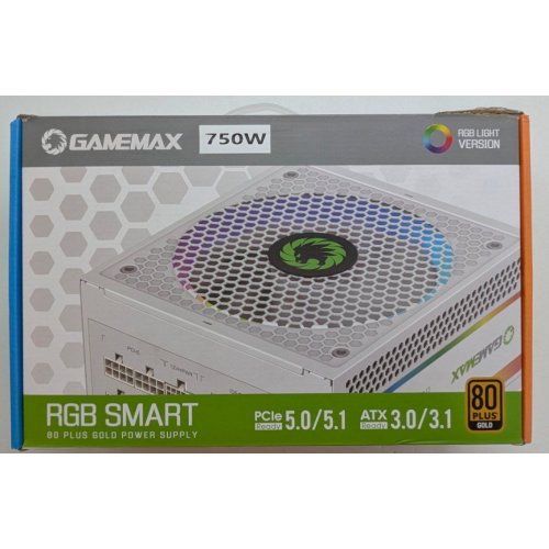 Купить Блок питания GAMEMAX RGB750 PRO 750W (RGB750 PRO WH ATX3.0/3.1 PCIE5.0/5.1) White (Восстановлено продавцом, 788598) с проверкой совместимости: обзор, характеристики, цена в Киеве, Днепре, Одессе, Харькове, Украине | интернет-магазин TELEMART.UA фото