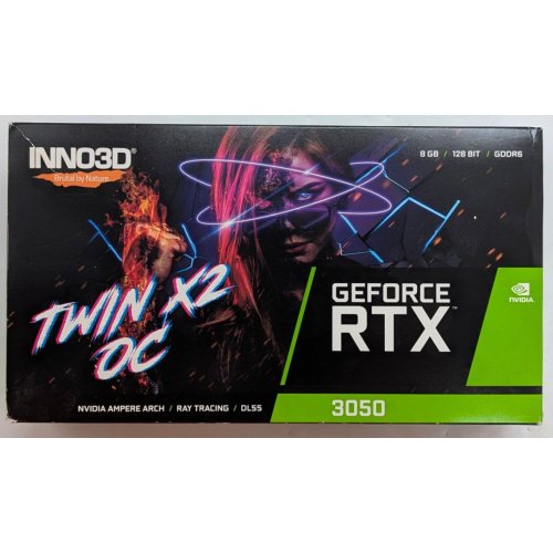Відеокарта Inno3D GeForce RTX 3050 Twin X2 OC 8192MB (N30502-08D6X-11902130) (Відновлено продавцем, 788624) купити з перевіркою сумісності: огляд, характеристики, ціна у Києві, Львові, Вінниці, Хмельницькому, Івано-Франківську, Україні | інтернет-магазин TELEMART.UA фото