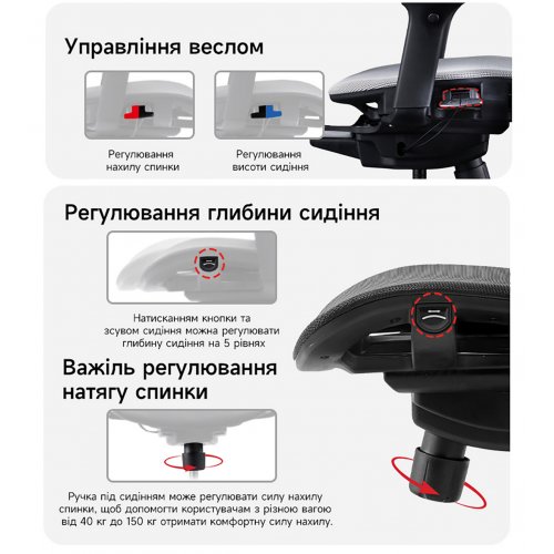 Ергономічне крісло GT Chair Vida M Black купити в Україні: Київ, Львів, Хмельницький, Тернопіль, Івано-Франківськ | Низька ціна, відгуки, характеристики від TELEMART фото