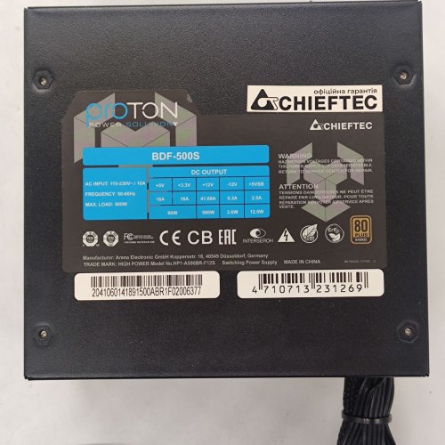 Купить Блок питания CHIEFTEC Proton 500W (BDF-500S) (Восстановлено продавцом, 788630) с проверкой совместимости: обзор, характеристики, цена в Киеве, Днепре, Одессе, Харькове, Украине | интернет-магазин TELEMART.UA фото