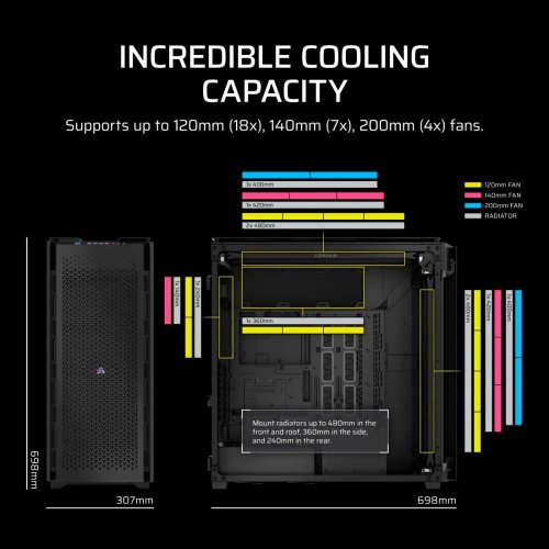 Корпус Corsair iCUE LINK 9000D RGB AIRFLOW Tempered Glass без БЖ (CC-9011273-WW) Black купити з перевіркою сумісності: огляд, характеристики, ціна у Києві, Львові, Вінниці, Хмельницькому, Івано-Франківську, Україні | інтернет-магазин TELEMART.UA фото