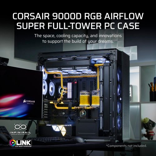 Корпус Corsair iCUE LINK 9000D RGB AIRFLOW Tempered Glass без БЖ (CC-9011273-WW) Black купити з перевіркою сумісності: огляд, характеристики, ціна у Києві, Львові, Вінниці, Хмельницькому, Івано-Франківську, Україні | інтернет-магазин TELEMART.UA фото