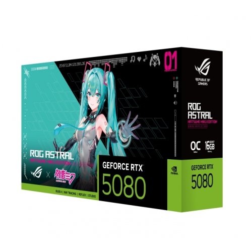 Відеокарта Asus ROG Astral GeForce RTX 5080 HATSUNE MIKU Edition OC 16384MB (ROG-ASTRAL-RTX5080-O16G-HATSUNE-MIKU-EDITION) купити з перевіркою сумісності: огляд, характеристики, ціна у Києві, Львові, Вінниці, Хмельницькому, Івано-Франківську, Україні | інтернет-магазин TELEMART.UA фото