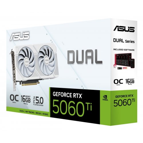 Купить Видеокарта Asus Dual GeForce RTX 5060 Ti White OC 16384MB (DUAL-RTX5060TI-O16G-WHITE) с проверкой совместимости: обзор, характеристики, цена в Киеве, Днепре, Одессе, Харькове, Украине | интернет-магазин TELEMART.UA фото