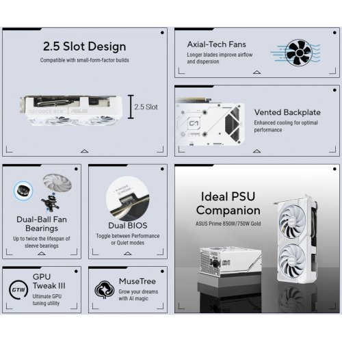 Купить Видеокарта Asus Dual GeForce RTX 5060 Ti White OC 16384MB (DUAL-RTX5060TI-O16G-WHITE) с проверкой совместимости: обзор, характеристики, цена в Киеве, Днепре, Одессе, Харькове, Украине | интернет-магазин TELEMART.UA фото