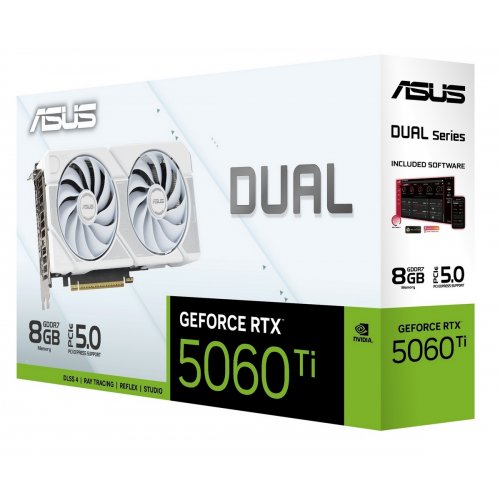 Купить Видеокарта Asus Dual GeForce RTX 5060 Ti White 8192MB (DUAL-RTX5060TI-8G-WHITE) с проверкой совместимости: обзор, характеристики, цена в Киеве, Днепре, Одессе, Харькове, Украине | интернет-магазин TELEMART.UA фото