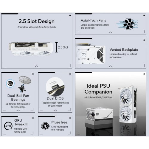 Купить Видеокарта Asus Dual GeForce RTX 5060 Ti White 8192MB (DUAL-RTX5060TI-8G-WHITE) с проверкой совместимости: обзор, характеристики, цена в Киеве, Днепре, Одессе, Харькове, Украине | интернет-магазин TELEMART.UA фото