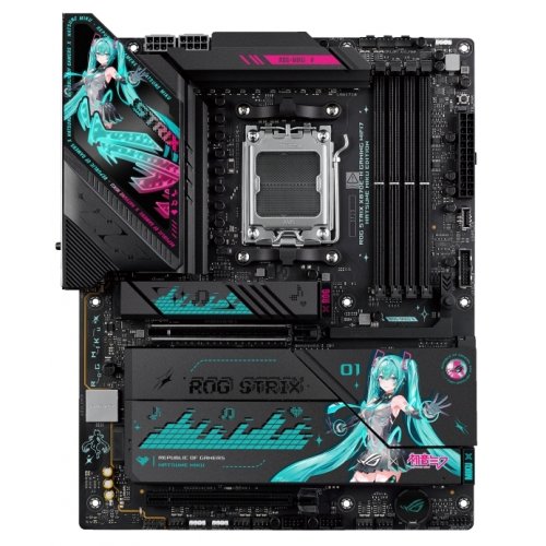 Материнська плата Asus ROG STRIX X870E-H GAMING WIFI7 HATSUNE MIKU EDITION (sAM5, AMD X870E) купити з перевіркою сумісності: огляд, характеристики, ціна у Києві, Львові, Вінниці, Хмельницькому, Івано-Франківську, Україні | інтернет-магазин TELEMART.UA фото