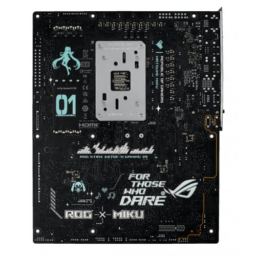 Материнська плата Asus ROG STRIX X870E-H GAMING WIFI7 HATSUNE MIKU EDITION (sAM5, AMD X870E) купити з перевіркою сумісності: огляд, характеристики, ціна у Києві, Львові, Вінниці, Хмельницькому, Івано-Франківську, Україні | інтернет-магазин TELEMART.UA фото