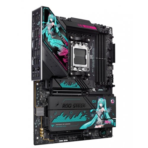 Материнська плата Asus ROG STRIX X870E-H GAMING WIFI7 HATSUNE MIKU EDITION (sAM5, AMD X870E) купити з перевіркою сумісності: огляд, характеристики, ціна у Києві, Львові, Вінниці, Хмельницькому, Івано-Франківську, Україні | інтернет-магазин TELEMART.UA фото