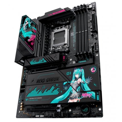 Материнська плата Asus ROG STRIX X870E-H GAMING WIFI7 HATSUNE MIKU EDITION (sAM5, AMD X870E) купити з перевіркою сумісності: огляд, характеристики, ціна у Києві, Львові, Вінниці, Хмельницькому, Івано-Франківську, Україні | інтернет-магазин TELEMART.UA фото
