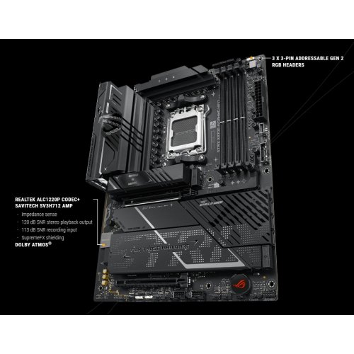 Купить Материнская плата Asus ROG STRIX X870E-H GAMING WIFI7 (sAM5, AMD X870E) с проверкой совместимости: обзор, характеристики, цена в Киеве, Днепре, Одессе, Харькове, Украине | интернет-магазин TELEMART.UA фото