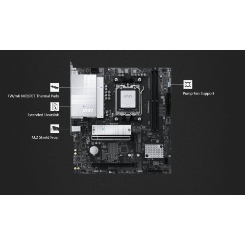 Купить Материнская плата MSI PRO B850M-G (sAM5, AMD B850) с проверкой совместимости: обзор, характеристики, цена в Киеве, Днепре, Одессе, Харькове, Украине | интернет-магазин TELEMART.UA фото