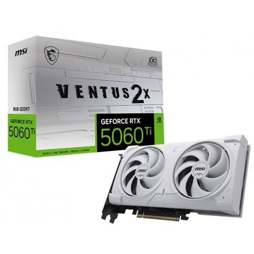Купить Видеокарта MSI GeForce RTX 5060 Ti VENTUS 2X OC WHITE PLUS 8192MB (RTX 5060 Ti 8G VENTUS 2X OC WHITE PLUS) с проверкой совместимости: обзор, характеристики, цена в Киеве, Днепре, Одессе, Харькове, Украине | интернет-магазин TELEMART.UA фото