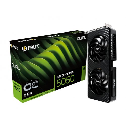 Купить Видеокарта Palit GeForce RTX 5050 Dual OC 8192MB (NE65050S19P1-GB2070D) с проверкой совместимости: обзор, характеристики, цена в Киеве, Днепре, Одессе, Харькове, Украине | интернет-магазин TELEMART.UA фото
