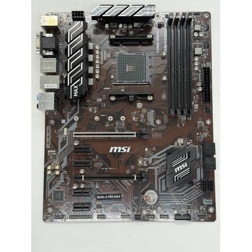 Материнська плата MSI B450-A PRO MAX (sAM4, AMD B450) (Відновлено продавцем, 789315) купити з перевіркою сумісності: огляд, характеристики, ціна у Києві, Львові, Вінниці, Хмельницькому, Івано-Франківську, Україні | інтернет-магазин TELEMART.UA фото