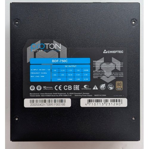Блок живлення CHIEFTEC Proton 750W (BDF-750C) (Відновлено продавцем, 789670) купити з перевіркою сумісності: огляд, характеристики, ціна у Києві, Львові, Вінниці, Хмельницькому, Івано-Франківську, Україні | інтернет-магазин TELEMART.UA фото