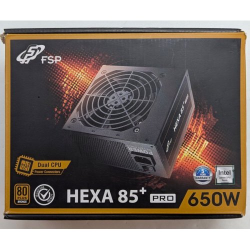 Блок живлення FSP HEXA 85+ Pro 650W (HA2-650) (Відновлено продавцем, 789713) купити з перевіркою сумісності: огляд, характеристики, ціна у Києві, Львові, Вінниці, Хмельницькому, Івано-Франківську, Україні | інтернет-магазин TELEMART.UA фото