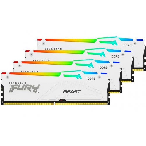 Уцінка озп Kingston DDR5 128GB (4x32GB) 5600Mhz FURY Beast RGB White (KF556C40BWAK4-128) (Розкрита упаковка, 789741) купити з перевіркою сумісності: огляд, характеристики, ціна у Києві, Львові, Вінниці, Хмельницькому, Івано-Франківську, Україні | інтернет-магазин TELEMART.UA фото