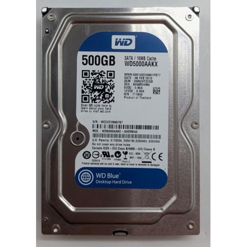 Жорсткий диск Western Digital Caviar Blue 500GB 16MB 3.5" (WD5000AAKX) (Відновлено продавцем, 789769) купити з перевіркою сумісності: огляд, характеристики, ціна у Києві, Львові, Вінниці, Хмельницькому, Івано-Франківську, Україні | інтернет-магазин TELEMART.UA фото