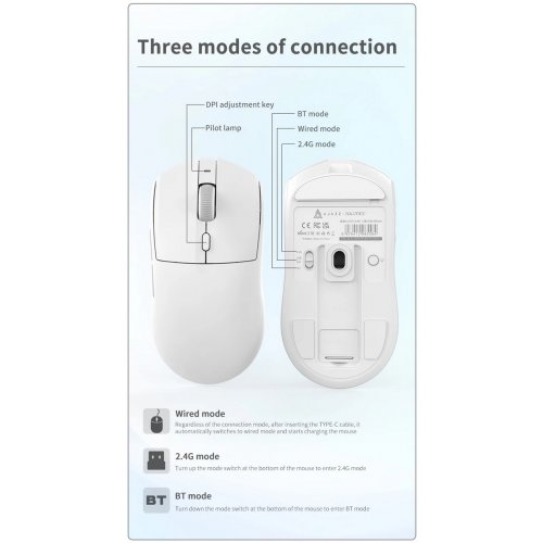 Купить Мышка Ajazz AJ139 V2 MC Wireless (AJ139-V2-MC-W) White - цена в Харькове, Киеве, Днепре, Одессе
в интернет-магазине Telemart фото