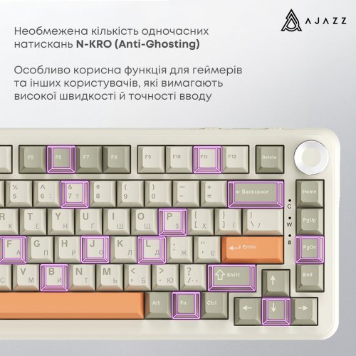 Клавиатура Ajazz AK820 MAX RGB Flying Fish Switches (AK820MAX-FF-R) Retro Colour купить в Украине: Киев, Днепр, Харьков, Одесса  | Низкая цена, отзывы, характеристики от TELEMART фото