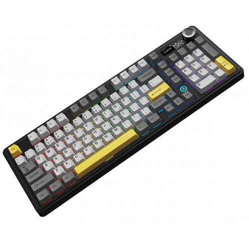 Купить Клавиатура Ajazz AK980 RGB Clear Sky Switches Wireless With Screen (AK980-CS-BGY) Black/Gray/Yellow - цена в Харькове, Киеве, Днепре, Одессе
в интернет-магазине Telemart фото