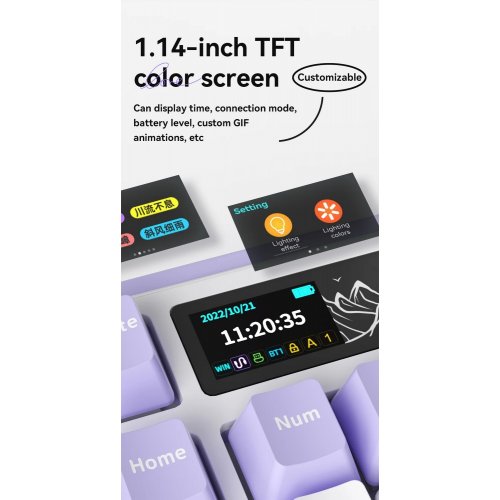 Купить Клавиатура Ajazz AK980 RGB Clear Sky Switches Wireless With Screen (AK980-CS-BGY) Black/Gray/Yellow - цена в Харькове, Киеве, Днепре, Одессе
в интернет-магазине Telemart фото