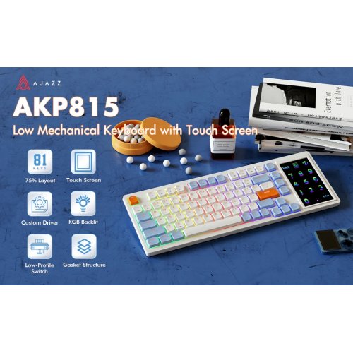 Купити Клавіатура Ajazz AKP815 Red Switches (AKP815-R-WBO) White/Blue/Orange - ціна в Києві, Львові, Вінниці, Хмельницькому, Франківську, Україні | інтернет-магазин TELEMART.UA фото