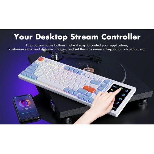 Купити Клавіатура Ajazz AKP815 Red Switches (AKP815-R-WBO) White/Blue/Orange - ціна в Києві, Львові, Вінниці, Хмельницькому, Франківську, Україні | інтернет-магазин TELEMART.UA фото