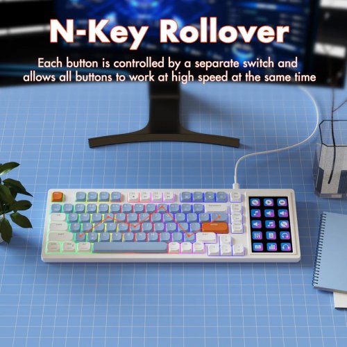 Купити Клавіатура Ajazz AKP815 Red Switches (AKP815-R-WBO) White/Blue/Orange - ціна в Києві, Львові, Вінниці, Хмельницькому, Франківську, Україні | інтернет-магазин TELEMART.UA фото