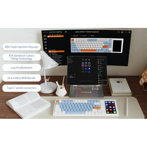 Купити Клавіатура Ajazz AKP815 Red Switches (AKP815-R-WBO) White/Blue/Orange - ціна в Києві, Львові, Вінниці, Хмельницькому, Франківську, Україні | інтернет-магазин TELEMART.UA фото