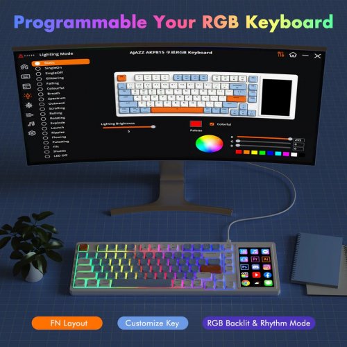 Купити Клавіатура Ajazz AKP815 Red Switches (AKP815-R-WBO) White/Blue/Orange - ціна в Києві, Львові, Вінниці, Хмельницькому, Франківську, Україні | інтернет-магазин TELEMART.UA фото