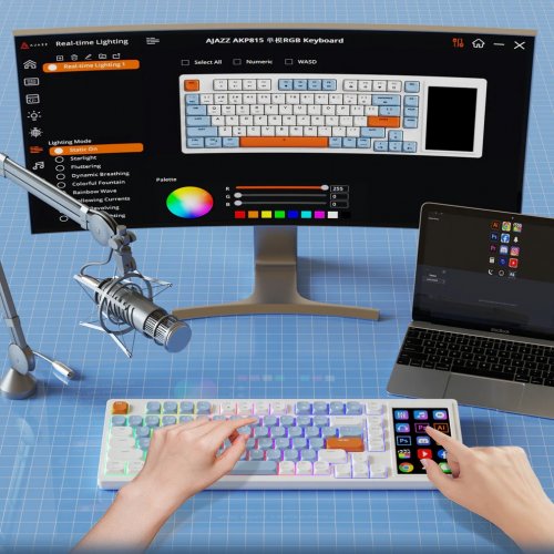 Купити Клавіатура Ajazz AKP815 Red Switches (AKP815-R-WBO) White/Blue/Orange - ціна в Києві, Львові, Вінниці, Хмельницькому, Франківську, Україні | інтернет-магазин TELEMART.UA фото