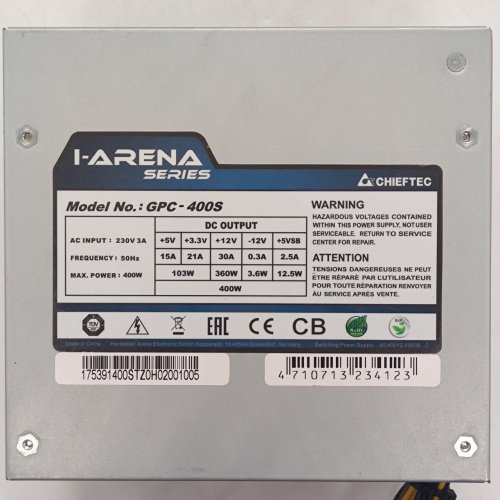 Блок живлення CHIEFTEC i-ARENA 400W (GPC-400S) (Відновлено продавцем, 790055) купити з перевіркою сумісності: огляд, характеристики, ціна у Києві, Львові, Вінниці, Хмельницькому, Івано-Франківську, Україні | інтернет-магазин TELEMART.UA фото